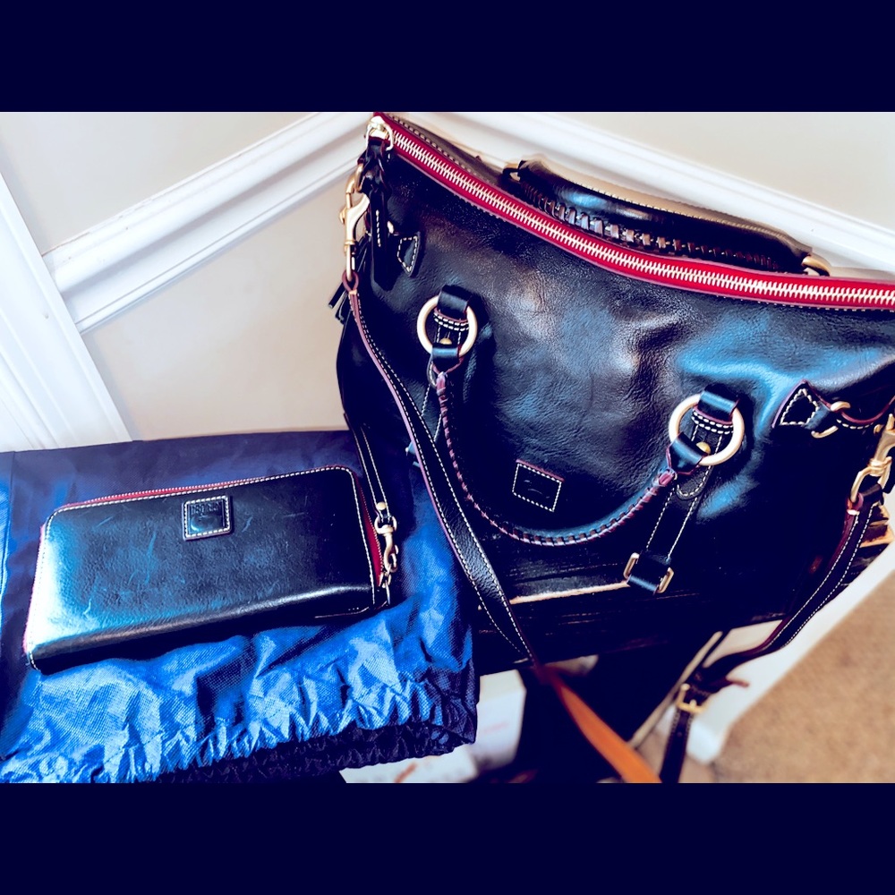 Dooney Florentine Med Satchel & Zip Wallet Navy